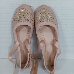 TOPSHOP Kisses Ballet Flat Pearl Jeweled Pink Size 6